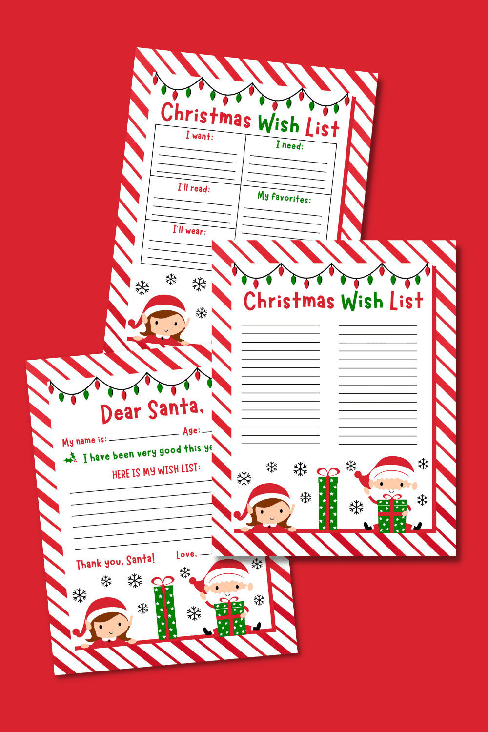 assorted Christmas Wish Lists pages