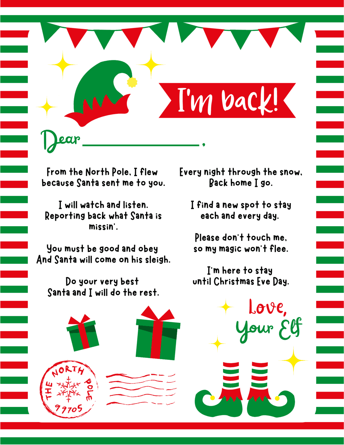 Elf On The Shelf Returns Letter