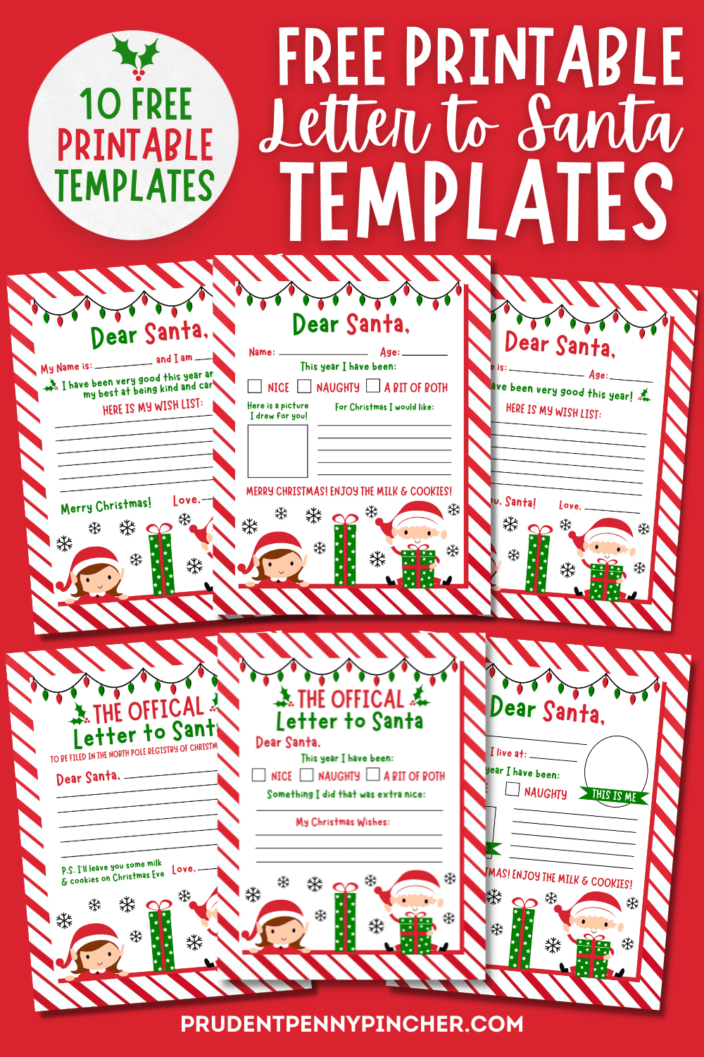 six printable letter to santa designs