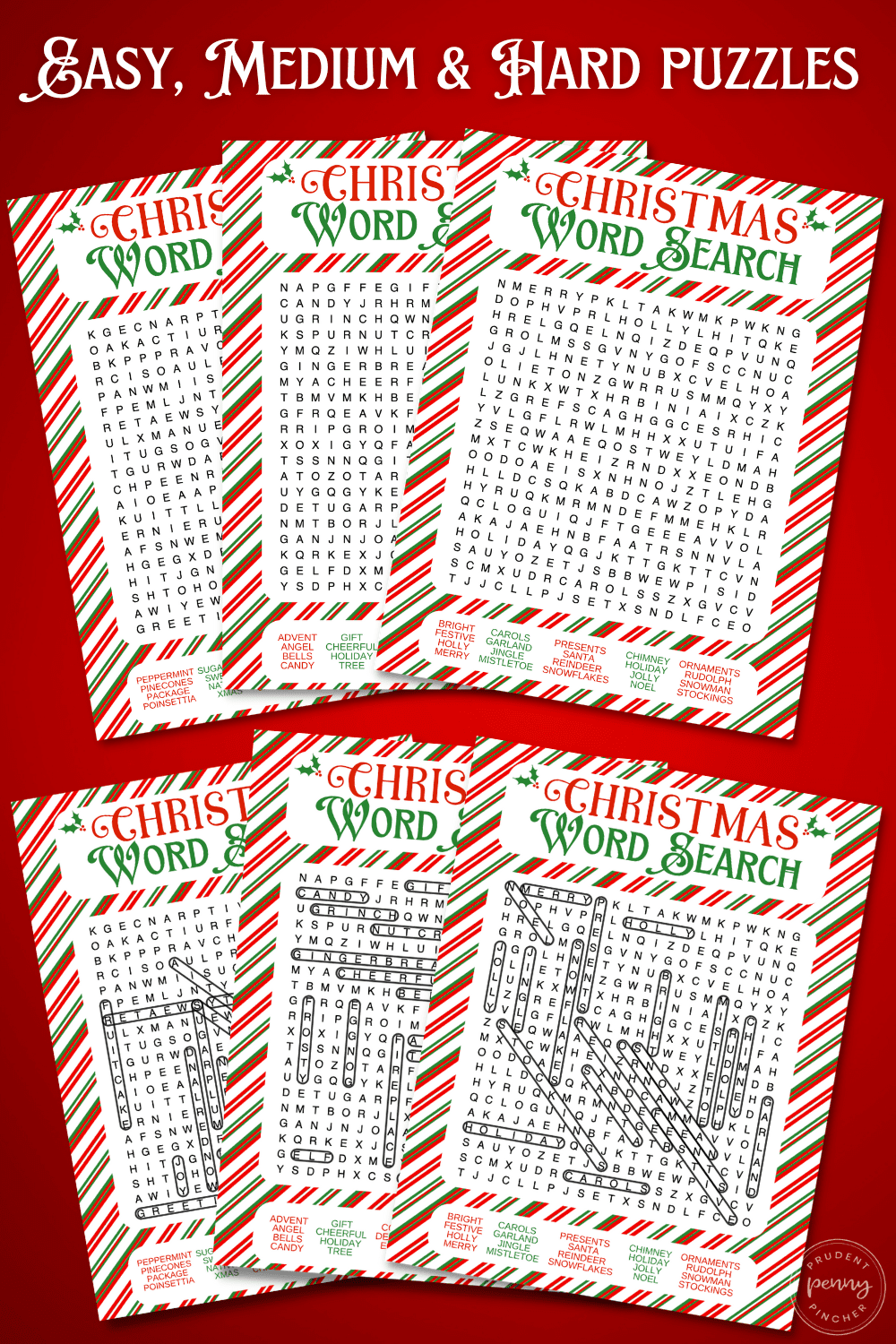 three christmas word searches and the answer keys