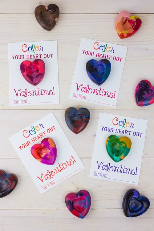 color crayon valentine heart card