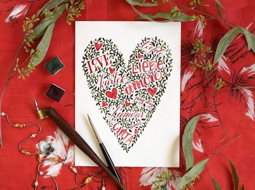 watercolor valentines day card