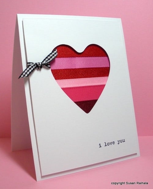 scrap ribbon heart card