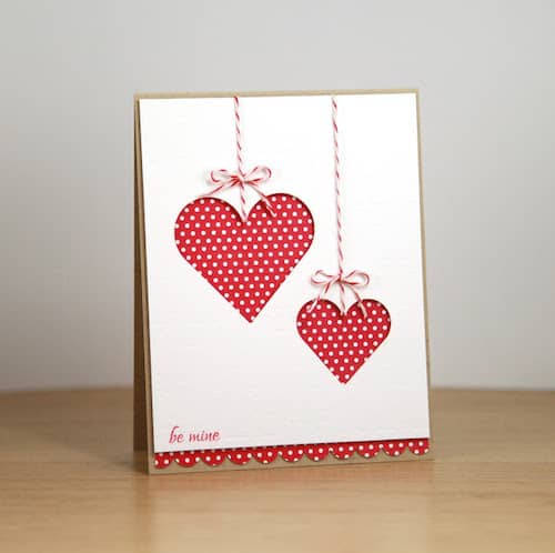 be mine dangling heart card