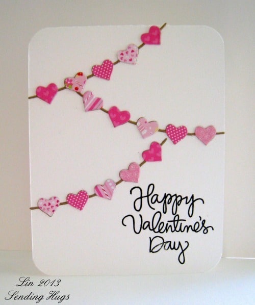 hearts garland card