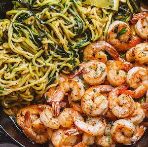 shrimp zucchini noodles meal prep for keto