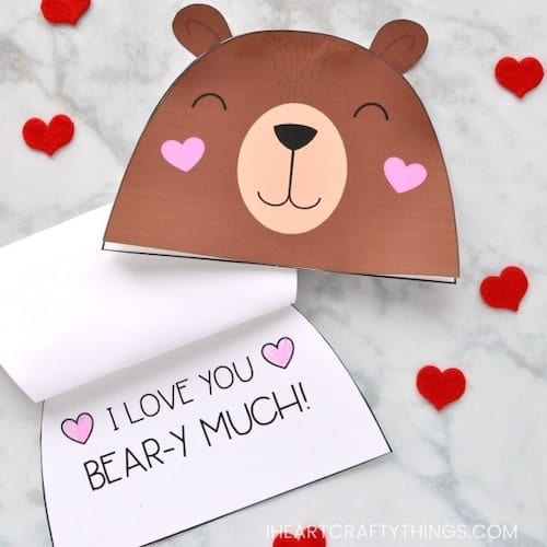 bear valentine card for kids