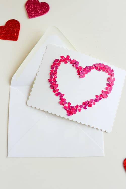 diy confetti heart valentine card