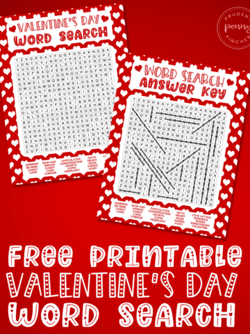 free printable valentine word search