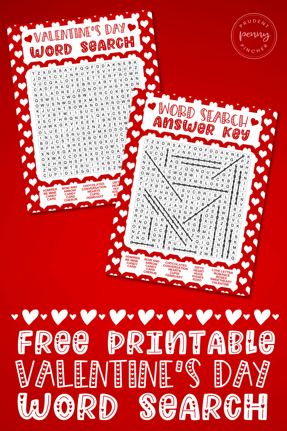 valentine's day word search printables with answer key