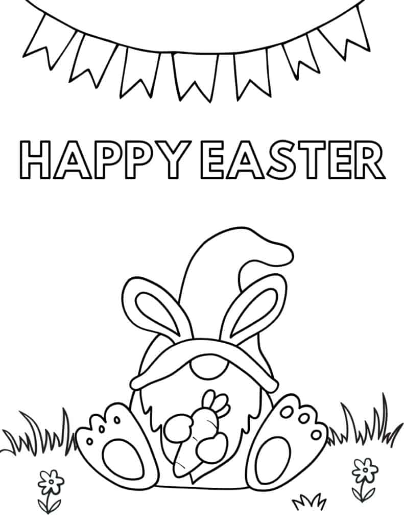 easter gnome coloring page