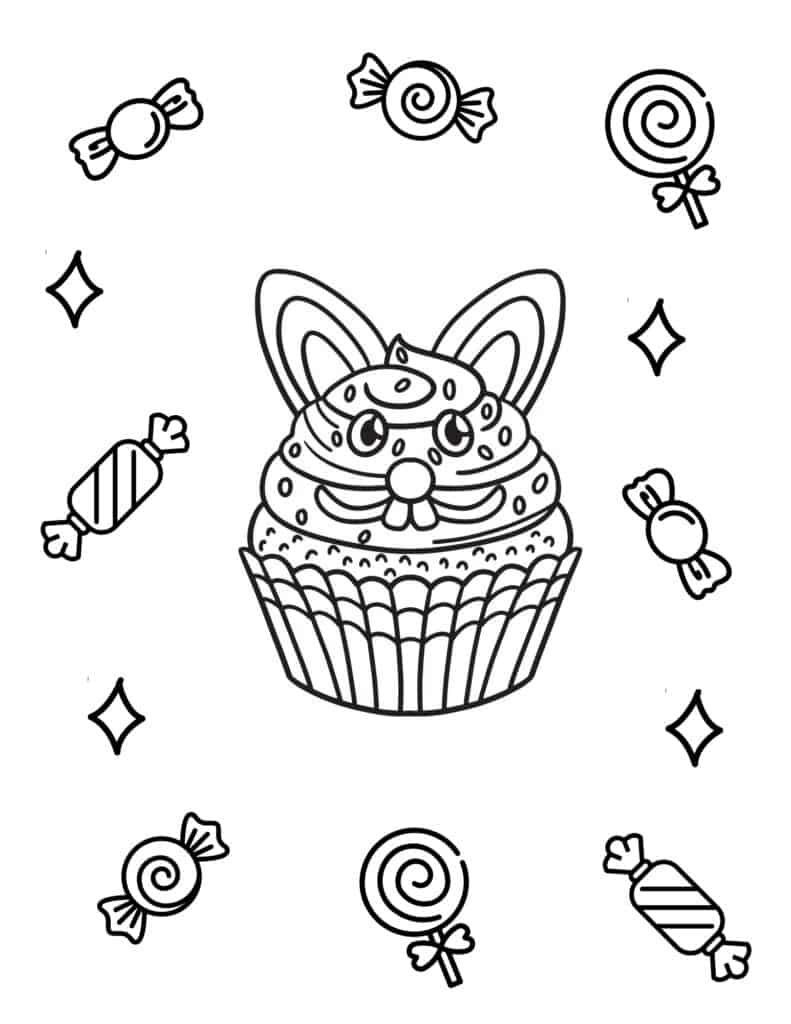 easter cupcake and candies