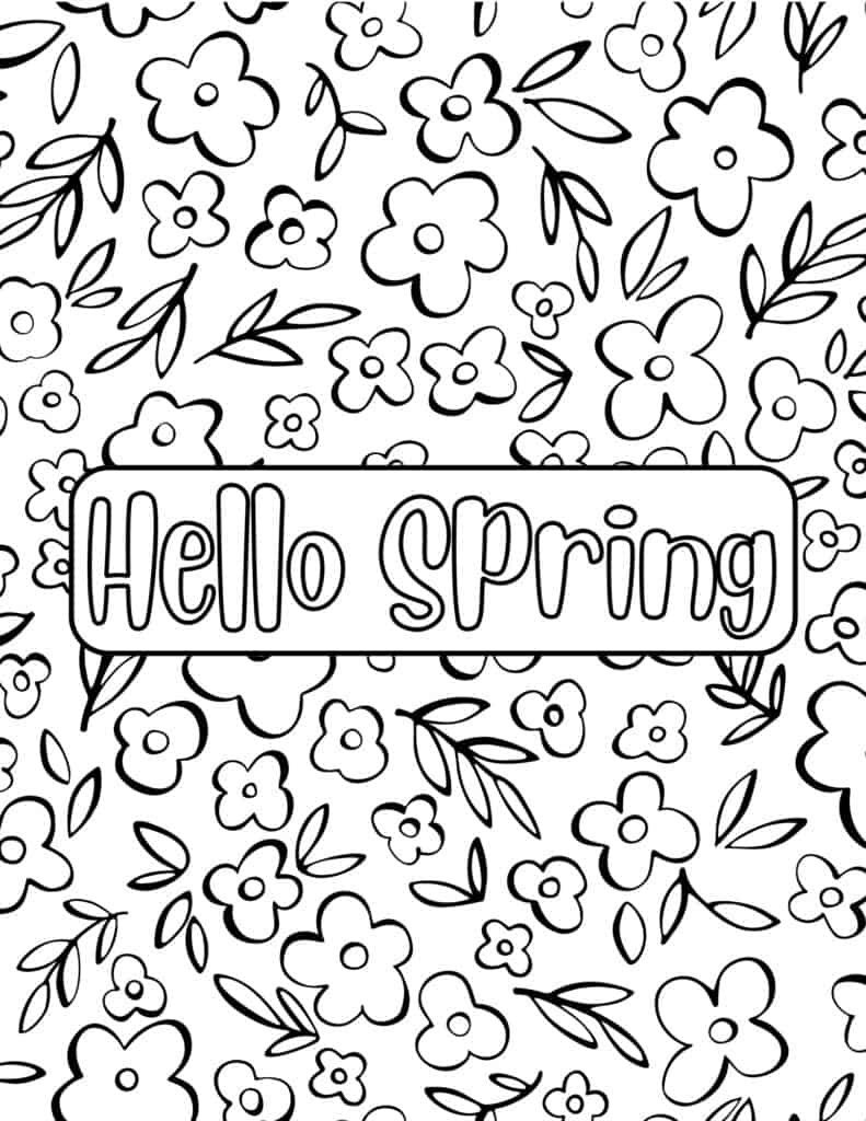 hello spring flower doodles
