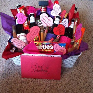 beer and goodies valentine basket
