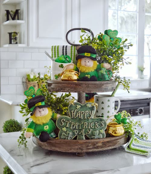 Leprechauns and Shamrocks wood tray