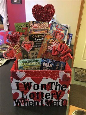 lottery tickets valentine basket