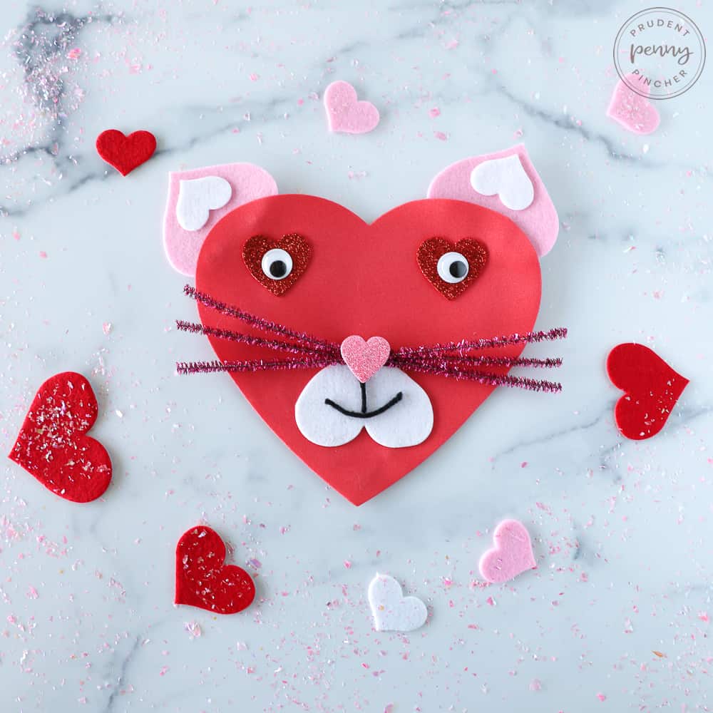 Valentine's Day cat heart craft for kids
