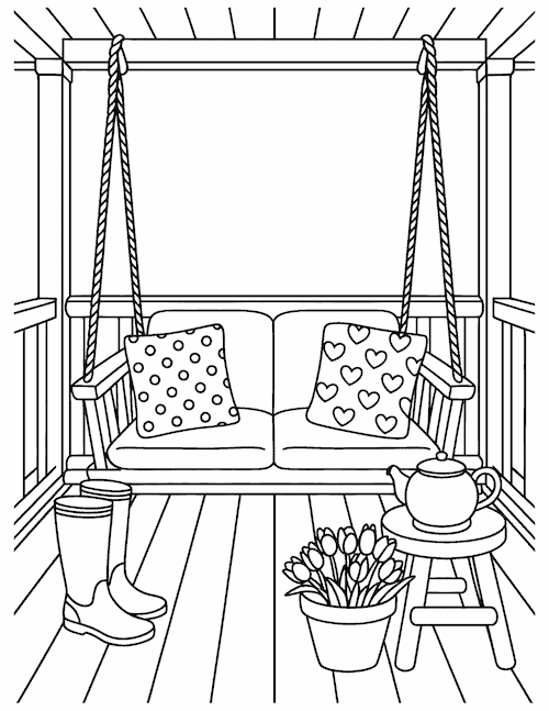 porch swing coloring page