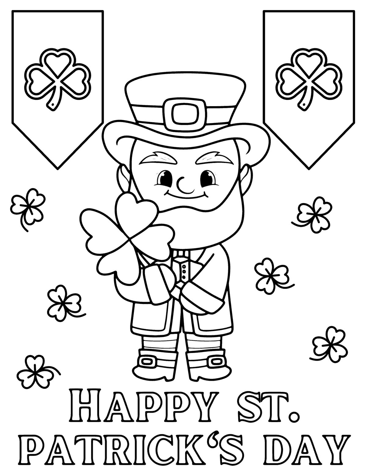 leprechaun holding a shamrock