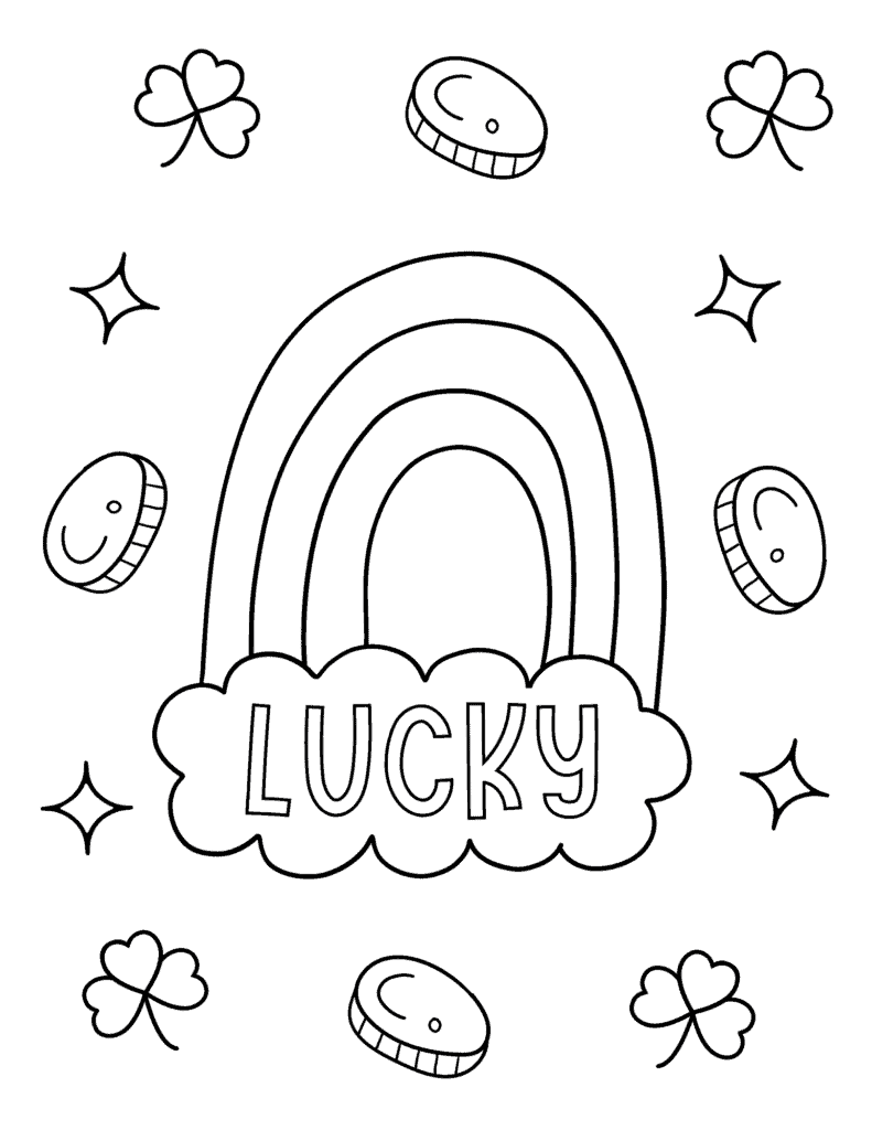lucky rainbow coloring page