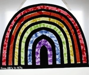 stained glass rainbow spring craft for kids