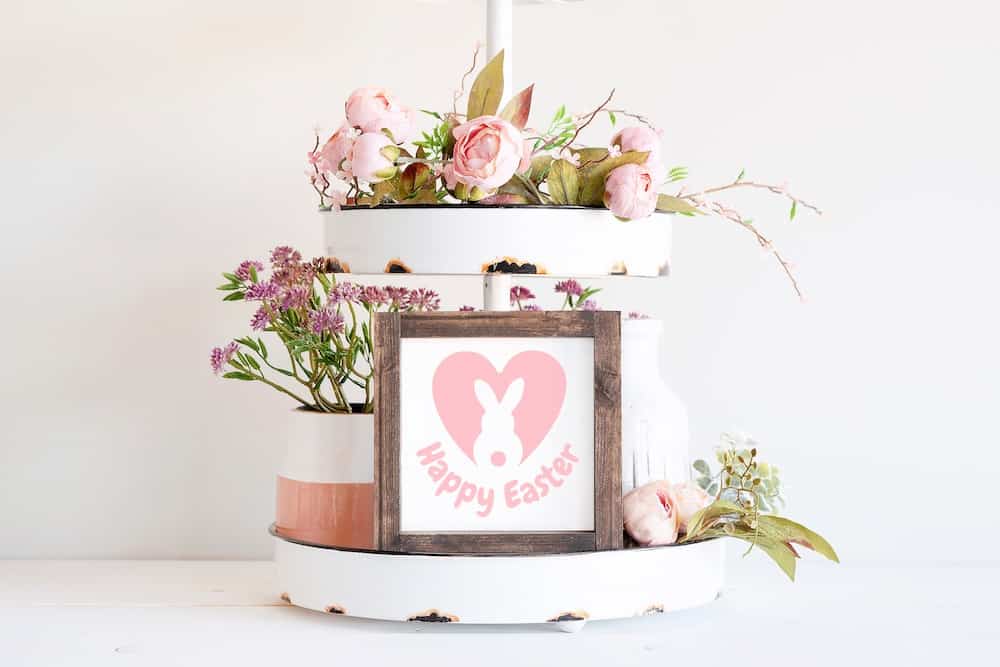 Happy Easter Bunny Heart for tiered tray