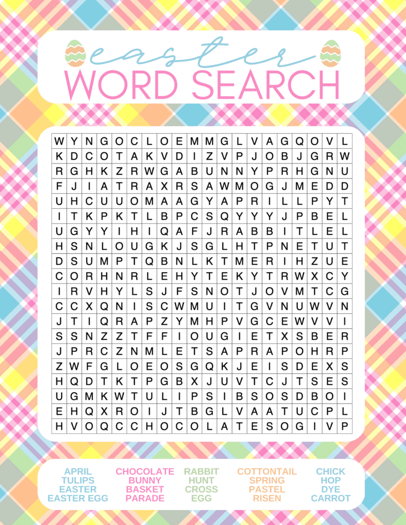 easter word search puzzle game for kids