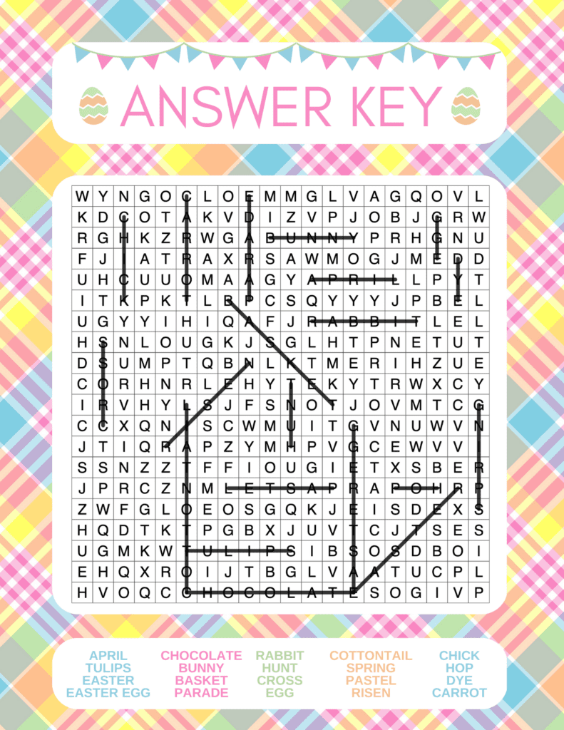 easter word search answer key