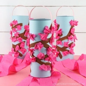 toilet paper roll cherry blossoms craft for kids