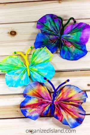 coffee filter rainbow butterflies