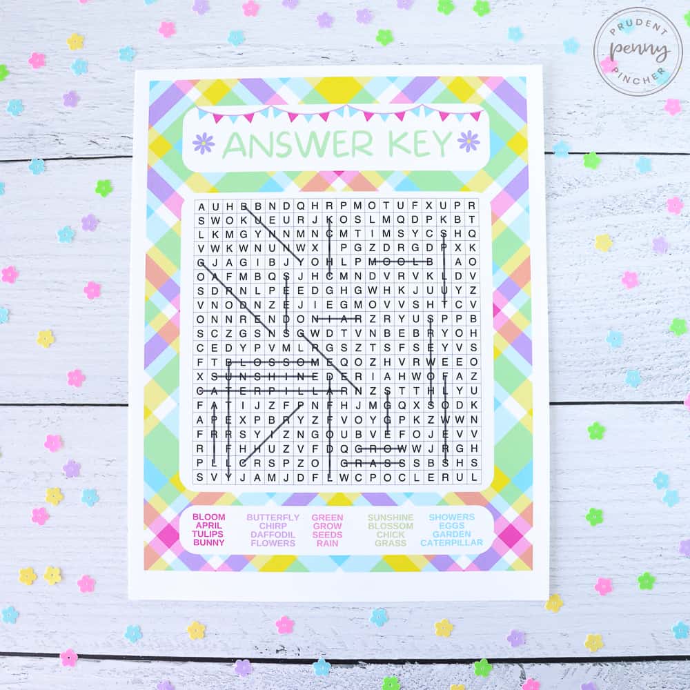 spring word search answer key