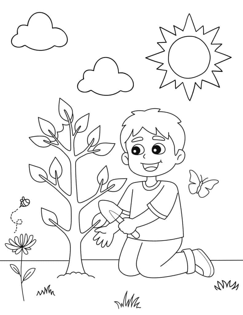 boy planting a tree