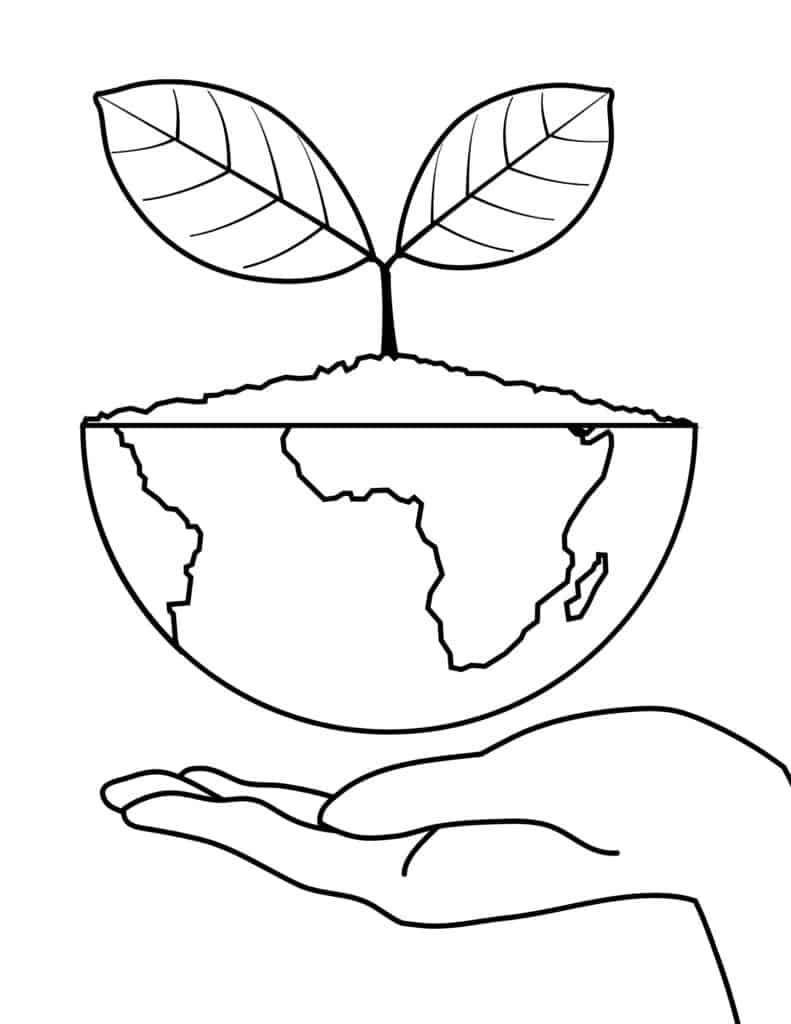 holding earth coloring page