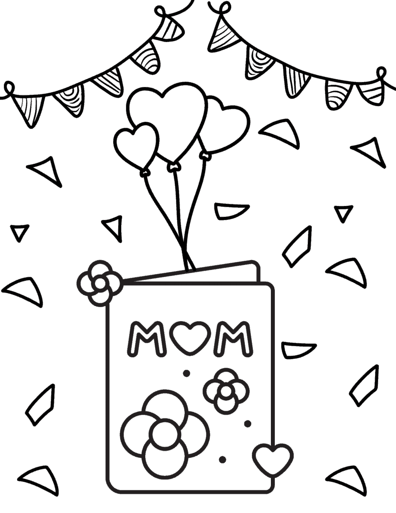 Mother's Day card coloring page