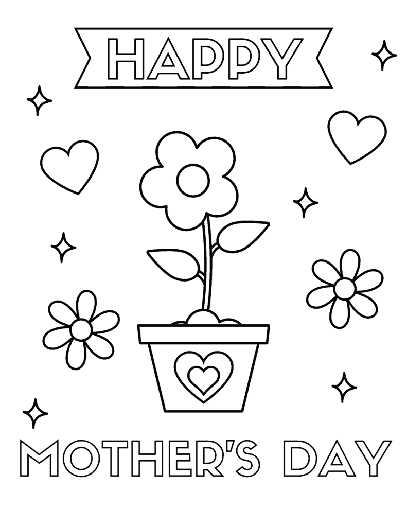 potted flower coloring page