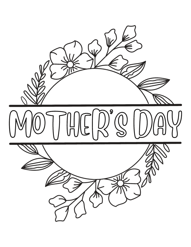 mothers day floral wreath coloring sheet