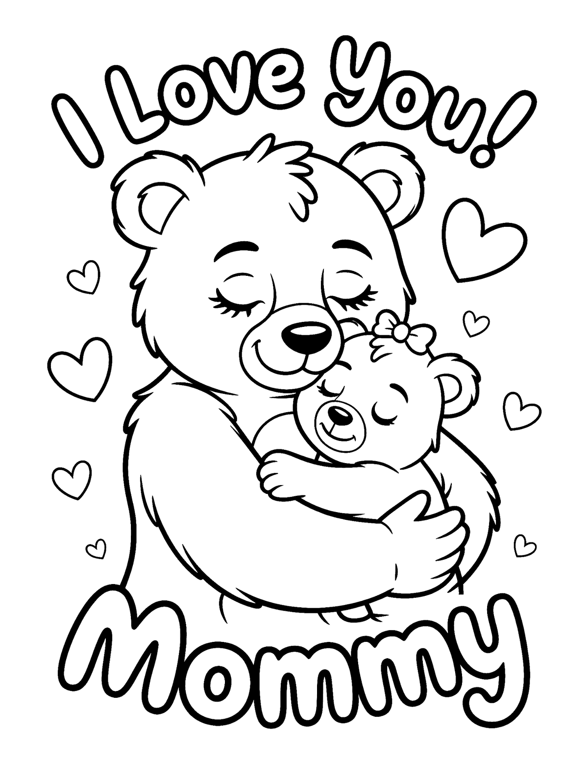 mama bear hugging a baby bear