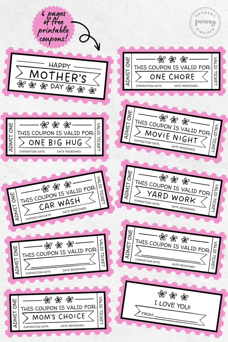 Free printable mother s day coupon book prudent penny pincher