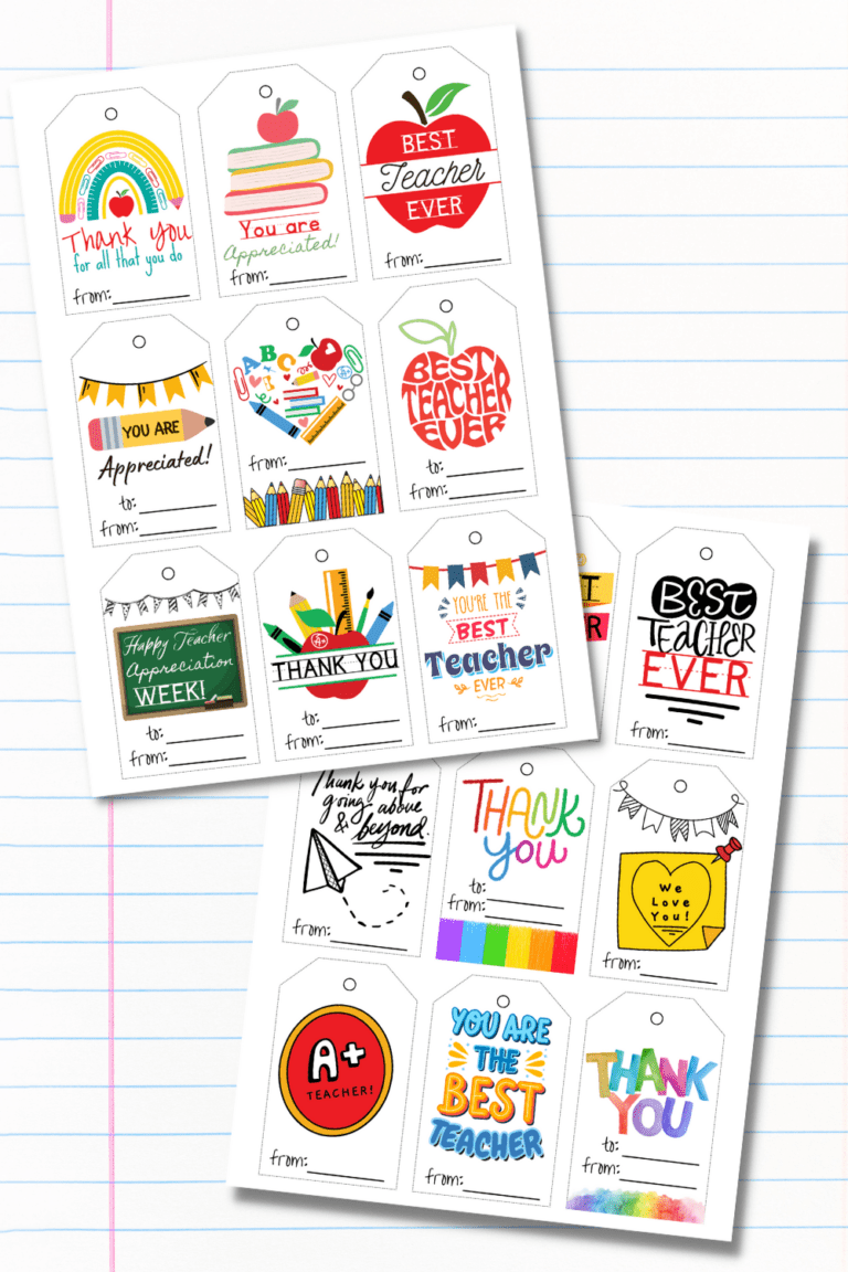 20 Free Printable Teacher Appreciation Tags - Prudent Penny Pincher