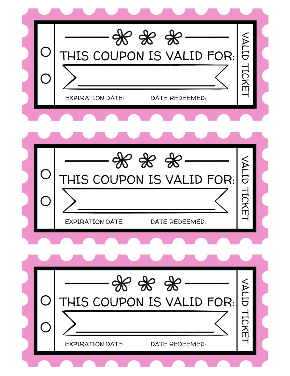 blank Mother's Day coupons