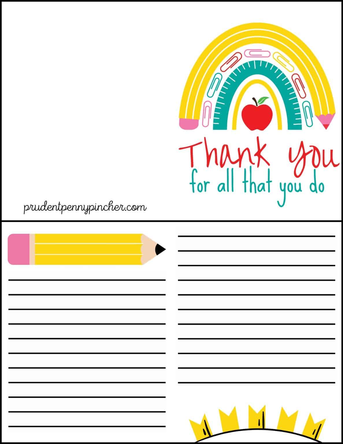 10 Free Teacher Appreciation Card Printables Prudent Penny Pincher