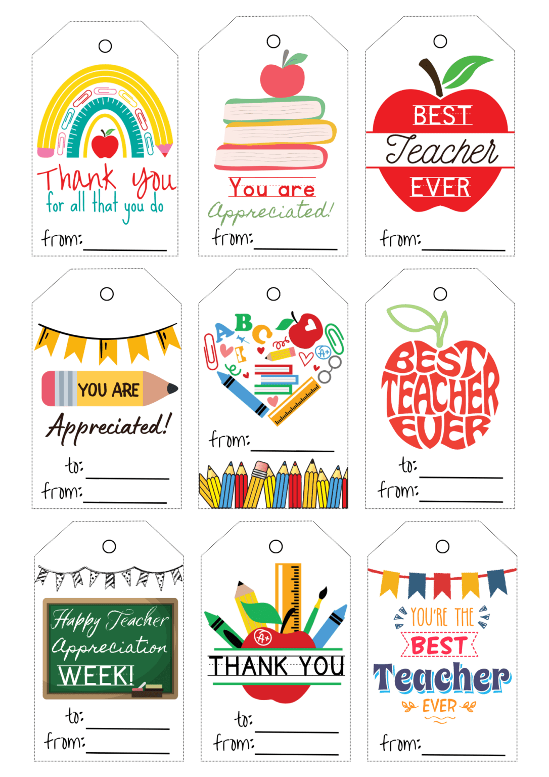 20 Free Printable Teacher Appreciation Tags Prudent Penny Pincher