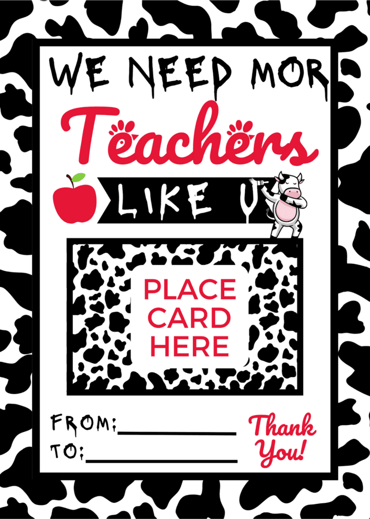 chick-fil-a gift card holder printable for teachers appreciation week
