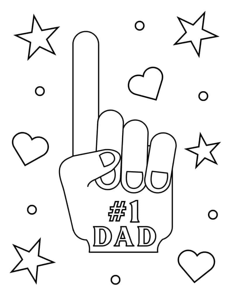#1 dad fan coloring page for Father's Day