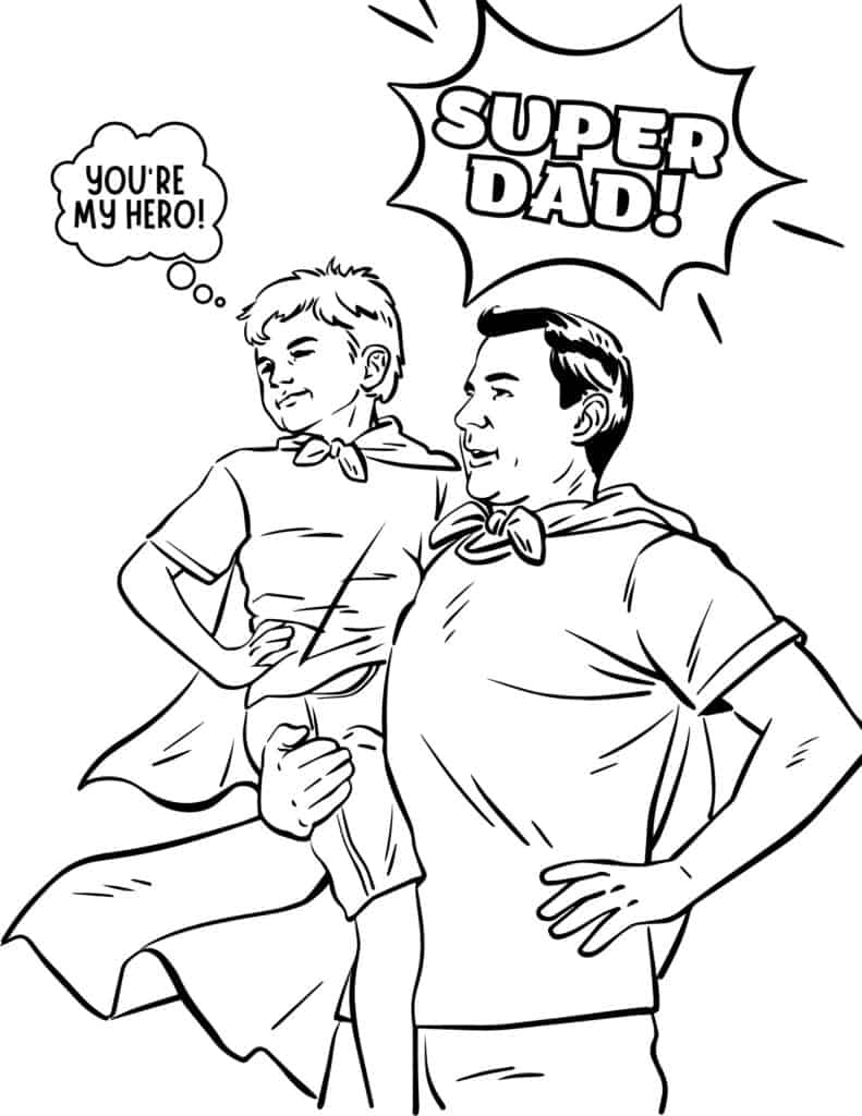 super dad coloring page for Father's Day