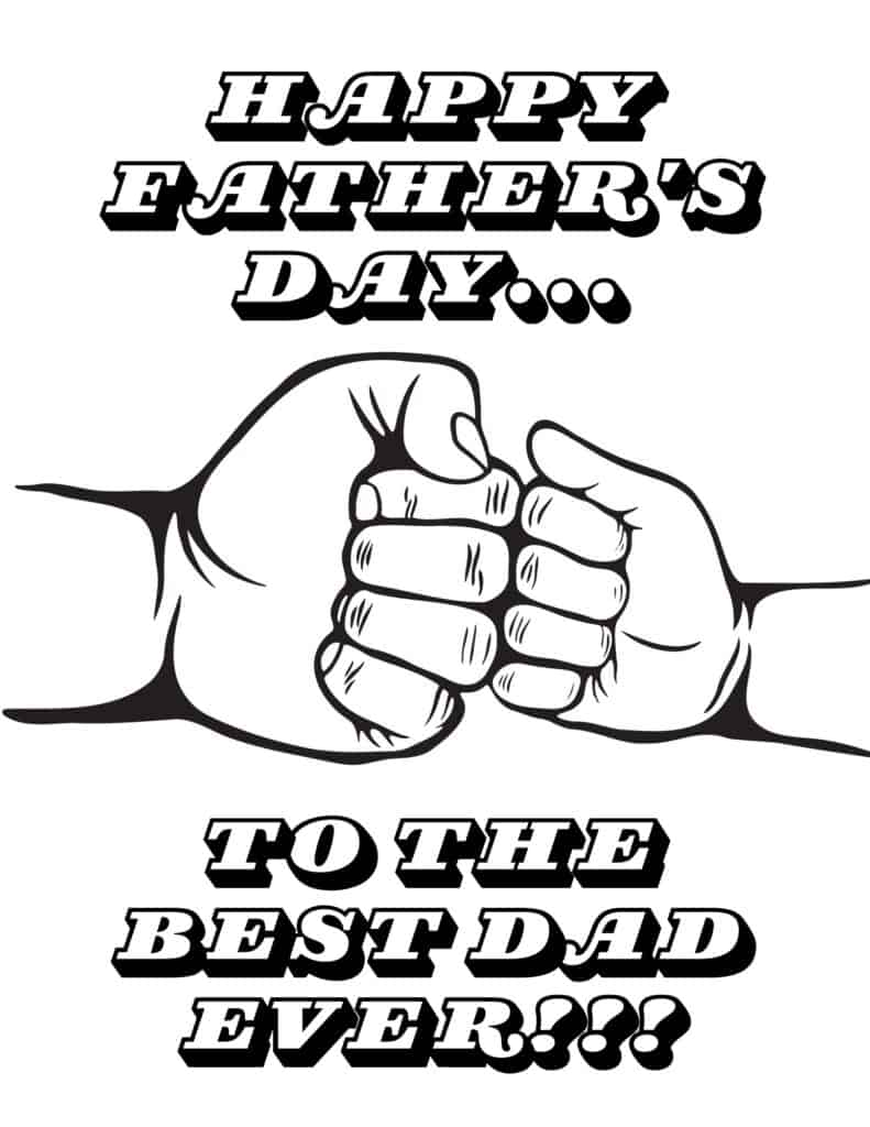 happy Father’s day coloring page fist bump