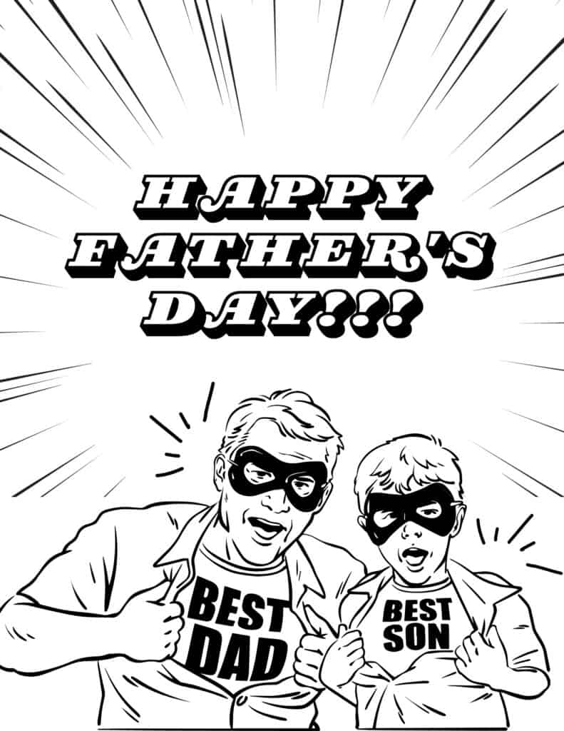 best dad hero Father’s day coloring page