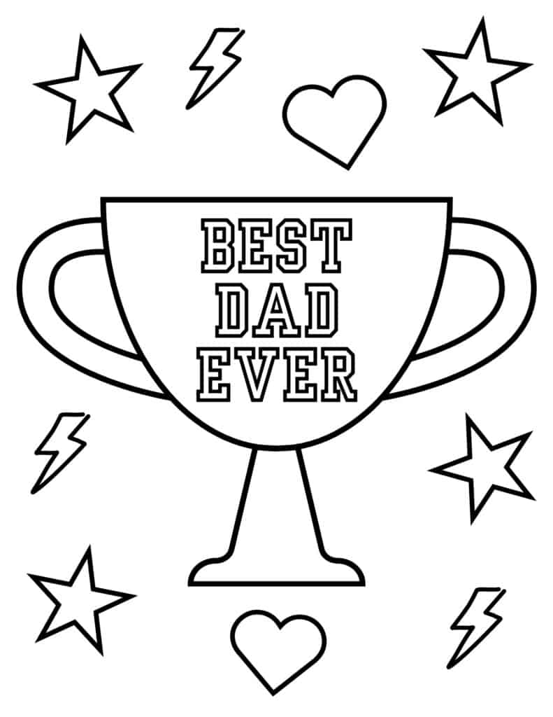 best dad ever award trophy Father’s day coloring page