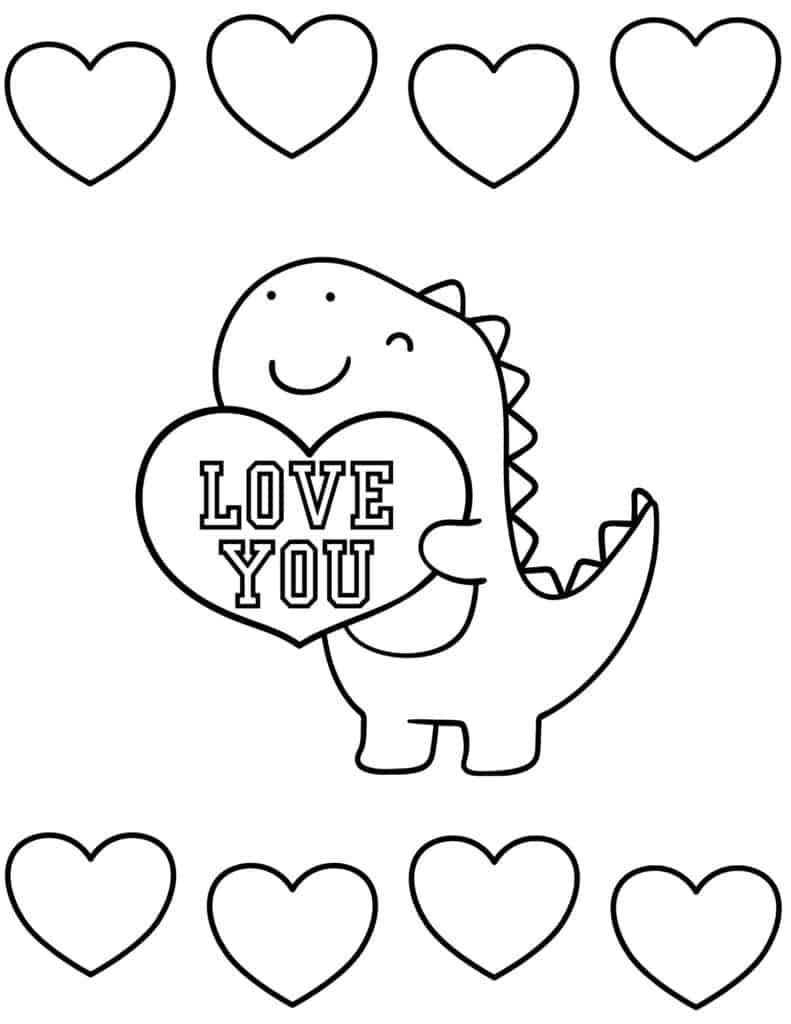 love you dinosaur coloring page