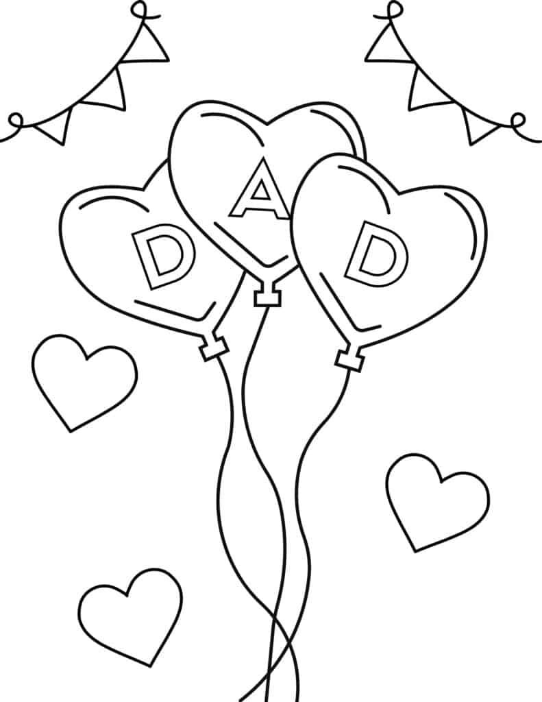 dad balloons coloring page